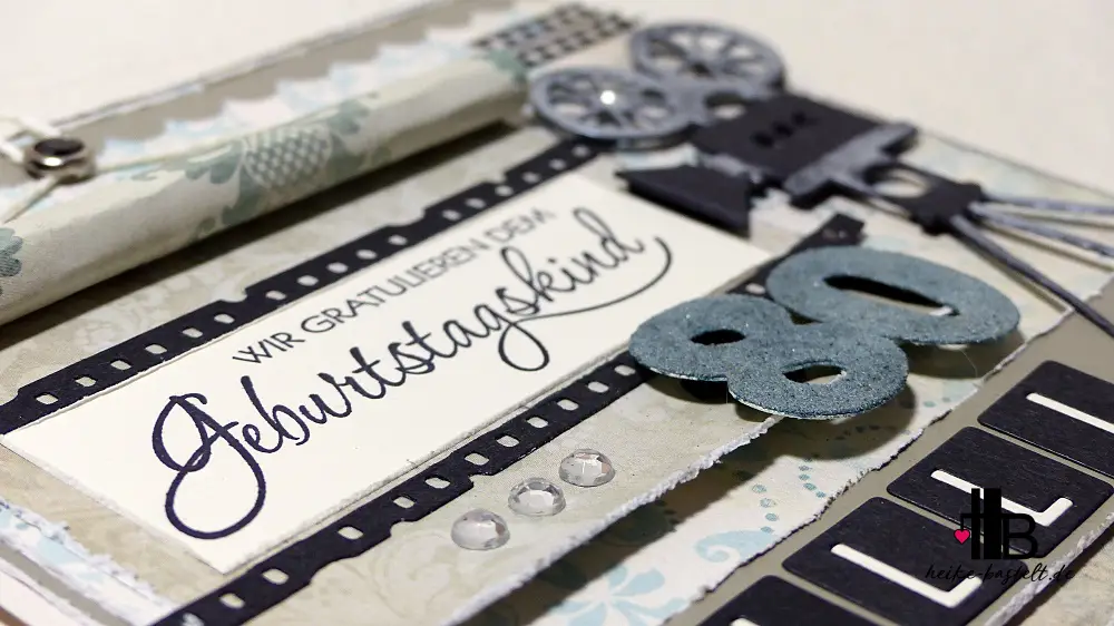 Selbst gebastelte Geburtstagskarte für einen Hobbyfilmer.